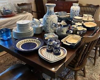 Blue and white dishes and pottery