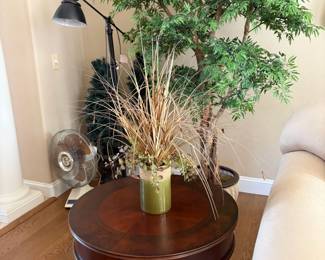 Side table, faux plants