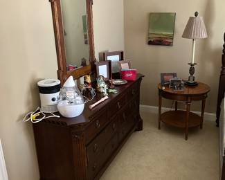 Dresser with mirror, side table