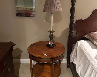 Bedside table, lamp