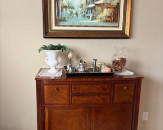 Framed art, small buffet 