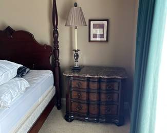 Bedside table with marble top