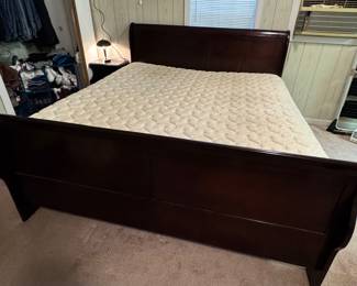 King size sleigh bed frame and mattresses 