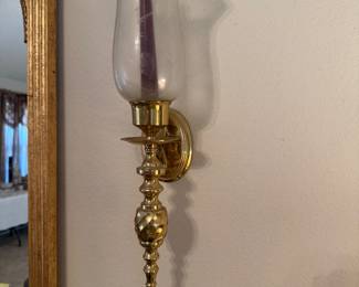 $70 - Solid brass sconces with glass globes. Maybe Baldwin NC