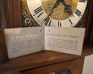 $340 - Ridgeway Petite tall clock - need a little work 