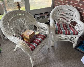 $80 Pair of wicker armchairs 