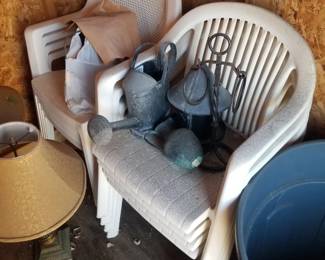 Stacking plastic chairs