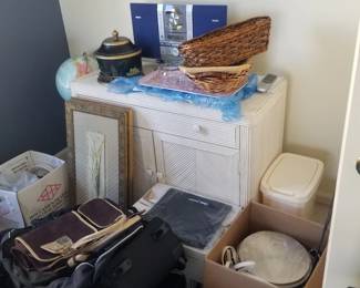 Rattan one-drawer cupboard matches etageres