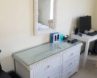 6-drawer wicker dresser with matching mirror