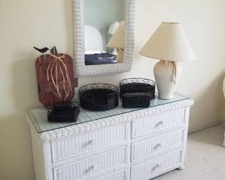 6-drawer wicker dresser with matching mirror