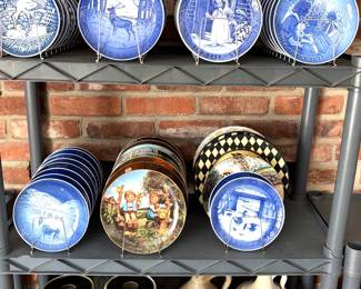 Collection of blue and white B&G Royal Copenhagen decorative plates and M.J.Hummel plates.