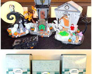 The LEGO Ideas Disney Tim Burton's The Nightmare Before Christmas building set and three Hallmark Kiddie Car Classics 1935 Steelcraft Murray Luxury Edition with original boxes.