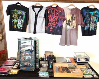 Vintage Starwars shirts, marbles and vintage pocket knives 