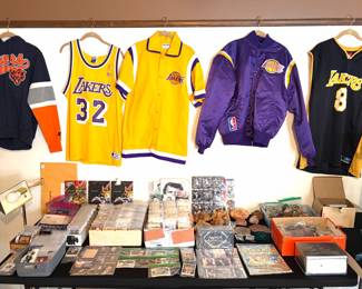 Vintage Laker apparel and huge collection of vintage trading cards 