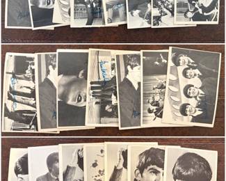 A collection of Beatles trading cards.