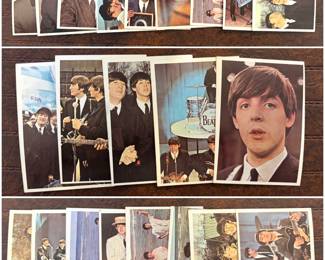 A collection of Beatles trading cards. 
