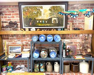 Collection of stone ware and decorative plates