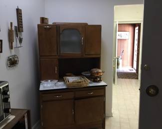 Hoosier style kitchen cabinet with flour sifter
