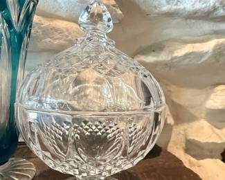 Cut Crystal Pedestal Candy Dish with Lid