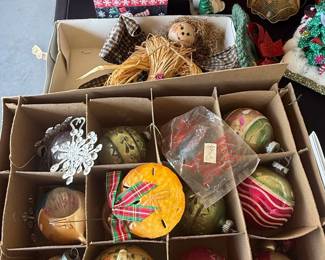 Collection of Vintage Glass Christmas Ornaments, Including Shiny Brite and Hand-Painted Styles