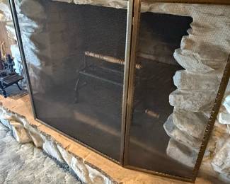 Vintage Brass French Provincial Style Fire Screen