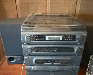 TEAC Stackable Mini Component System with Turntable, Equalizer, Dual Cassette Deck, and CD Player
