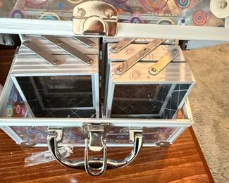 Caboodles Clear Cosmetic Train Case with Colorful Circles Pattern