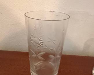 Set of 6 Vintage Starburst Etched Tumbler Glasses - Fostoria