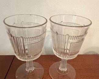 Vintage Etched Glass Footed Dessert / Sherbet Cups (Set of 2)