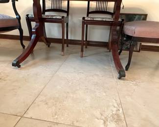 Duncan Phyfe Style Mahogany Dining Table and Chairs Set