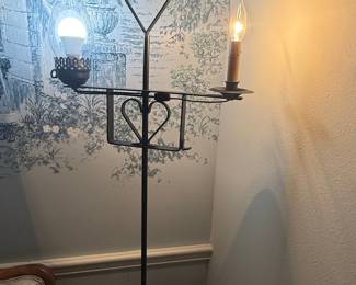 Wrought Iron Floor Lamp with Dual Lights and Heart Accents