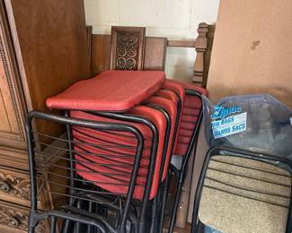 Vintage Hamilton COSCO Folding Chairs with Red Upholstery