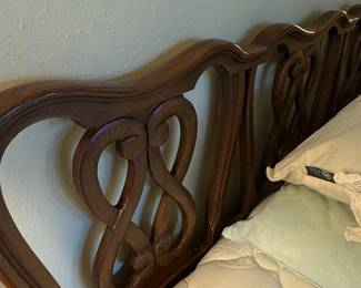 Vintage Wooden Headboard and Mattress Set