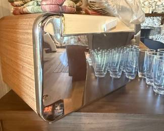 Vintage Chrome and Wood Bread Box