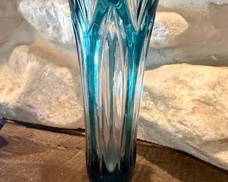 Art Deco Blue Glass Vase by Val Saint Lambert