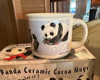 Morehead Inc. Panda Ceramic Cocoa Mugs Set of 2