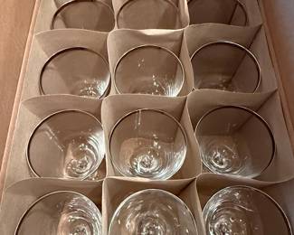 Set of 12 Mid-Century Silver-Rimmed Martini Glasses