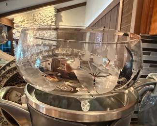 Etched Glass Punch Bowl