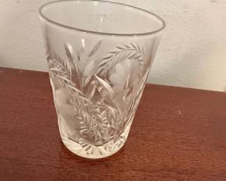 Cut Crystal Tumbler with Floral Etching