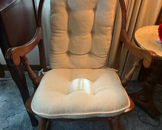 Wooden Rocking Chair with Upholstered Cushions