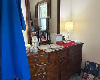 Dixie Furniture Mahogany Bow Front Dresser with Mirror