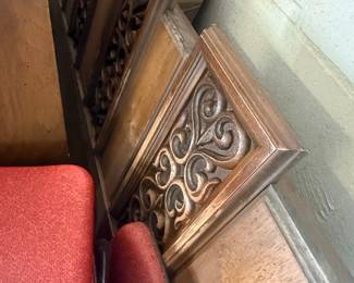 Vintage Spanish Revival Carved Oak Armoire and Dresser Set