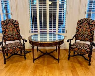 $500 - Two Tall Fabric Chairs 31" wide x 53" tall