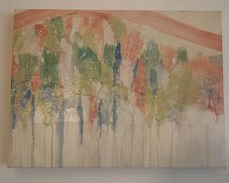 Signed Abstract Oil on Canvas