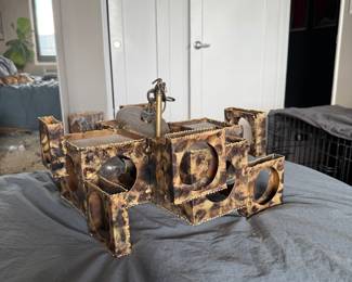 Tom Greene for Feldman MCM Brutalist Brass Chandelier