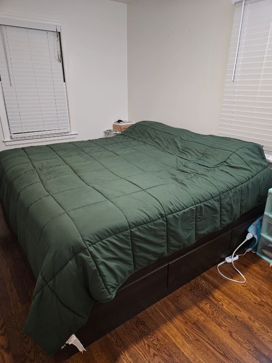 King size bed and frame with storage