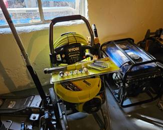 Car jacks, power washer and generator, saw