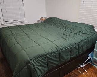 King size bed and frame with storage