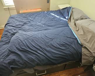 Queen size bed and frame with storage
