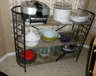 unusual shelving, kitchen misc (there are actually all 4 bowls to the Pyrex set)